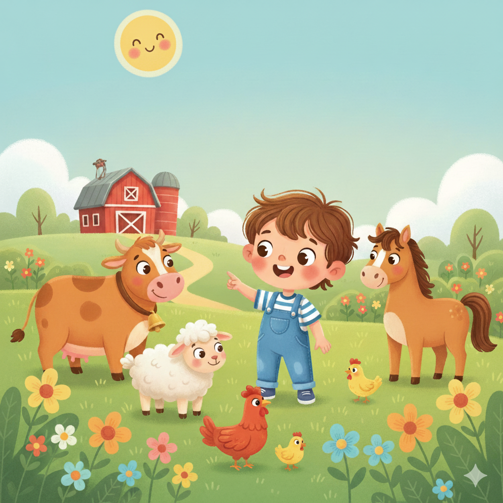 [Prénom] découvre les animaux de la ferme 